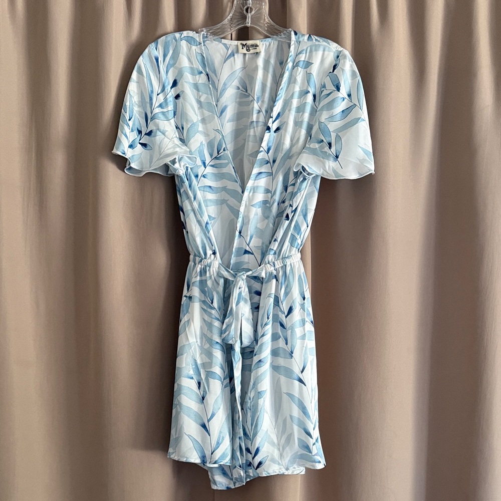 Show me your Mumu Whitney wrap dress in blue me away print